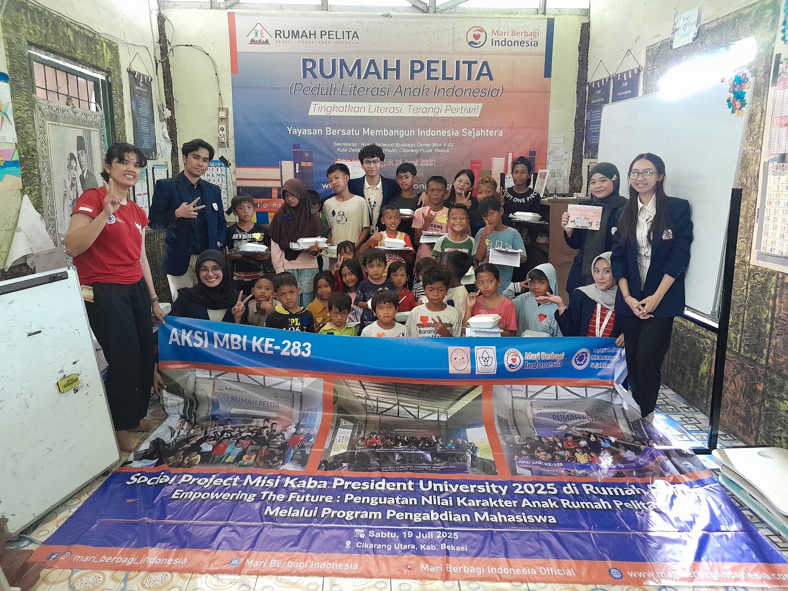 SOCIAL PROJECT PRESIDENT UNIVERSITY DI RUMAH PELITA BERSAMA YAYASAN BERSATU  MEMBANGUN INDONESIA SEJAHTERA